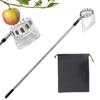 Teleskopischer Obstpflücker Verstellbarer Obstbaum-Pflücker Rostfreies Edelstahl-Gadget Greifwerkzeug mit ausziehbarem Design