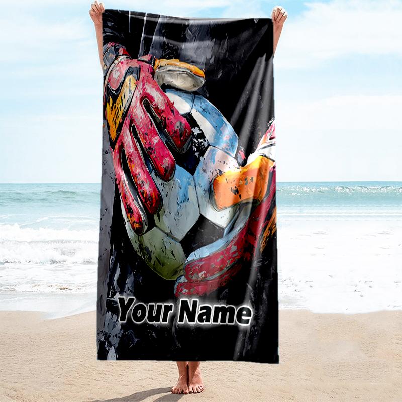 1PC Custom Name Goalkeeper's Clutch Beach Towel Highly Absorbent And Sand-Resistant Towel for Swimming, Pool, Yoga, And Travel Lightweight