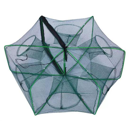 Foldable Fishing Trap Easy to Use Fishing Mesh Net with Steel Wire Portable Long-lasting Fishing Cage for Shrimp Crab Minnow