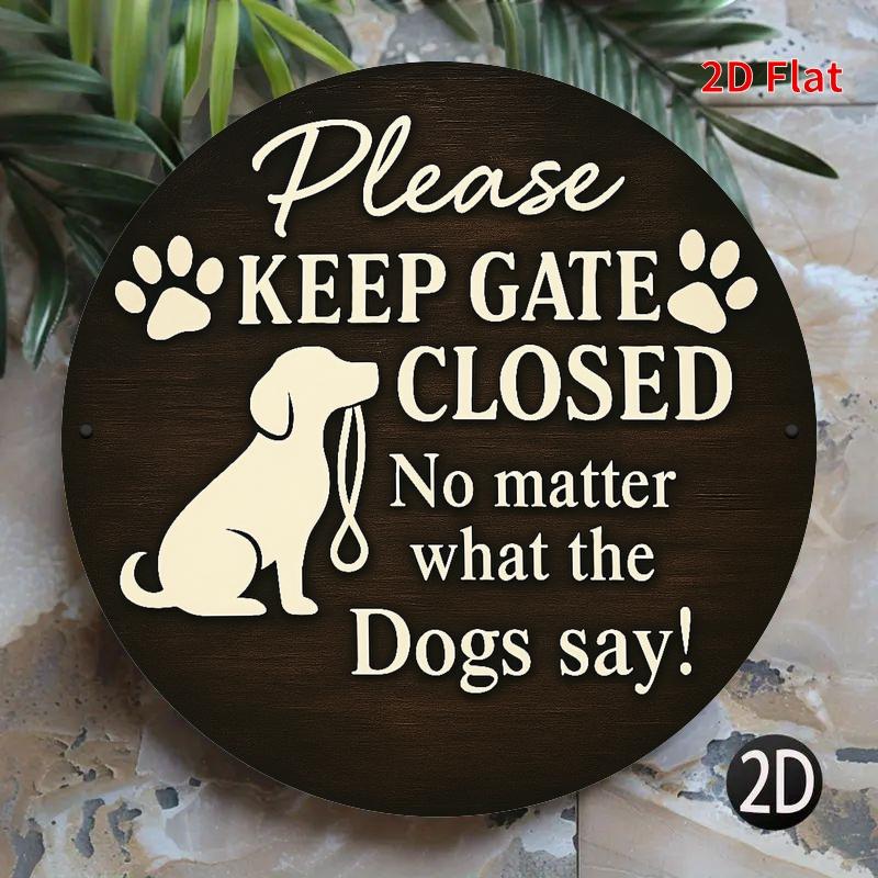 Vintage Dog Silhouette Humorous Round Aluminum Sign