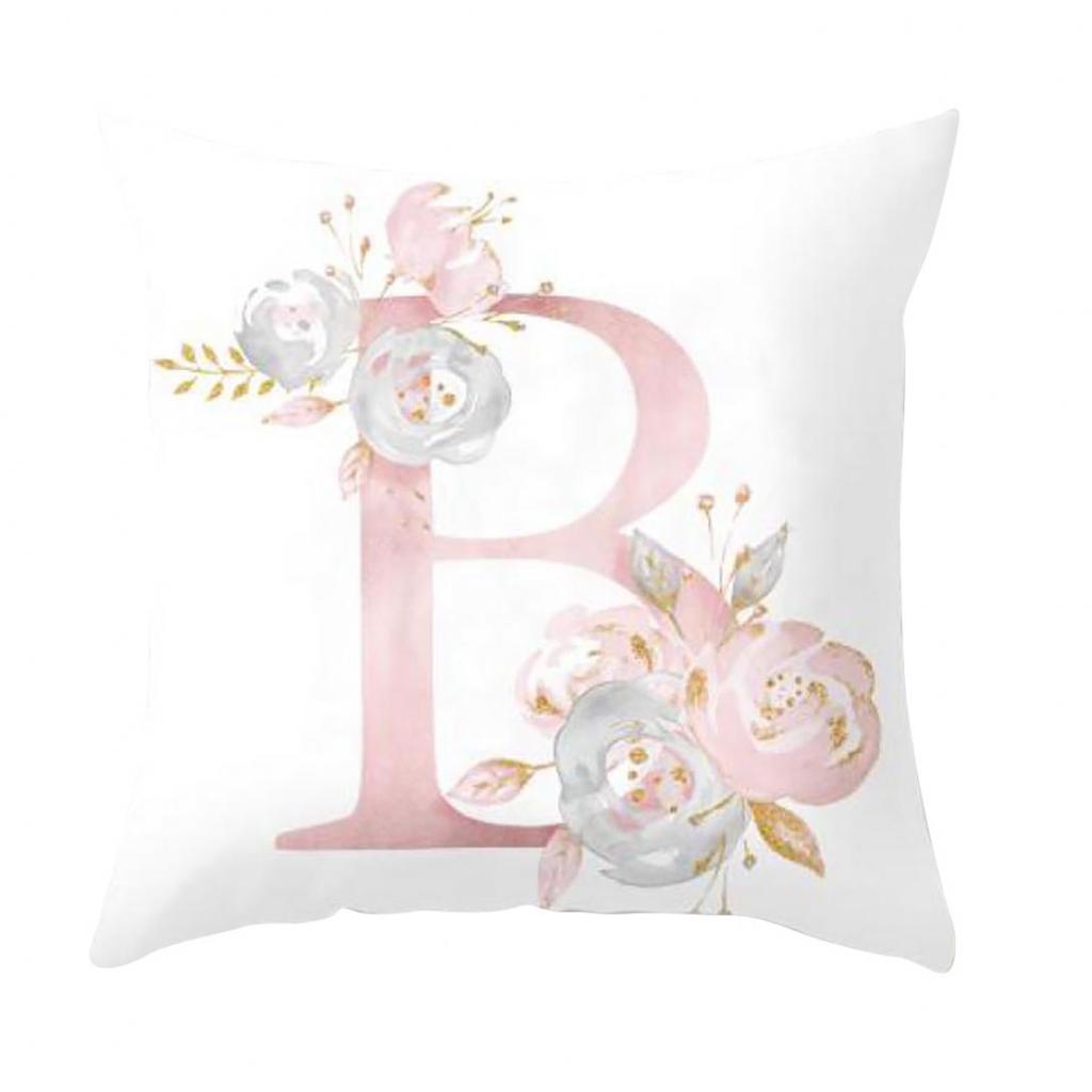 Orion English Alphabet Floral Print Pillow Case Waist Cushion Cover Wedding Bed Decor