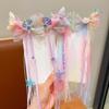 1 Pair Fishtail Shell Puprle Ribbon Headband Baby Mermaid Dress Up Hairpins Girls Bow Tie Braided Flower Hairpin Accessory