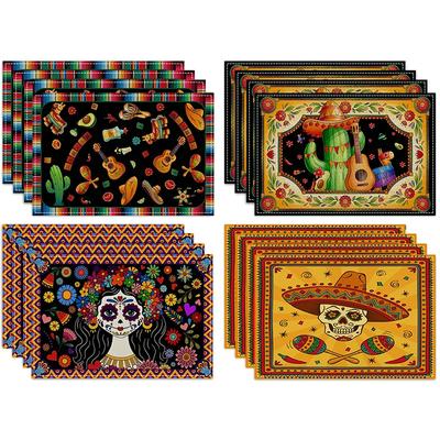 Leinen Cinco De Mayo Tischsets Mexikanische Tischsets Küchenzubehör Cinco De Mayo Feier Tischsets Dekorationen