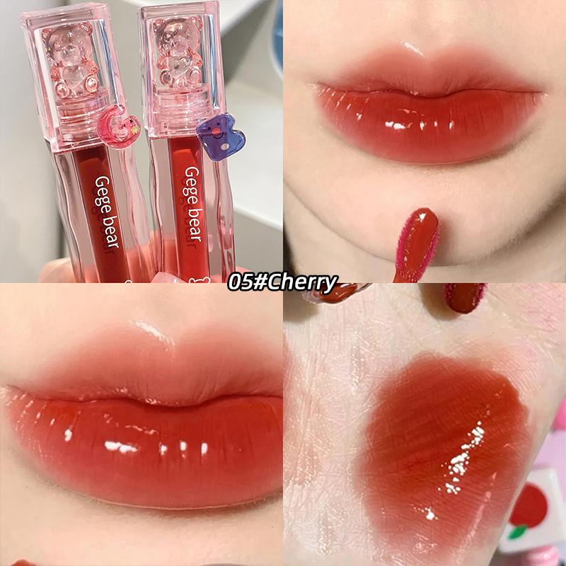 GEGE BEAR Spiegel Lip Gloss Feuchtigkeitsspendende Glas Lippenstift Lang anhaltende Farbe Lippen