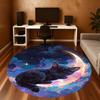 1pc Cosmic Kitty Round Chair mat Area Rug - Non-Slip, Floor Mat for Office, Bedroom, Ideal home decor Christmas Gift p0811479