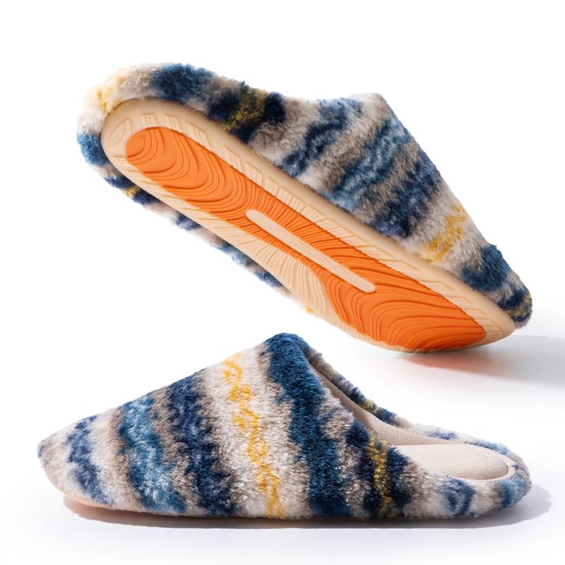 Retro plaid cotton slippers autumn and winter 2025 new indoor home home thick bottom plush warm