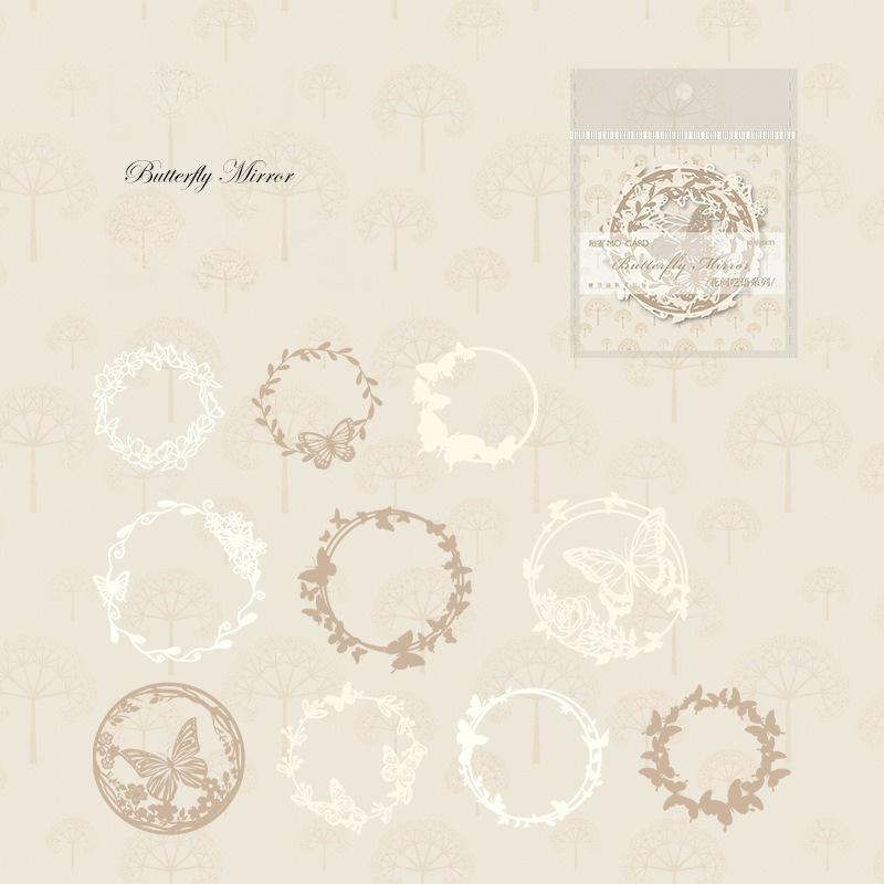 1PC Hollow border card pack Flower whisper series light retro salt series wreath butterfly handbook decoration material paper and card