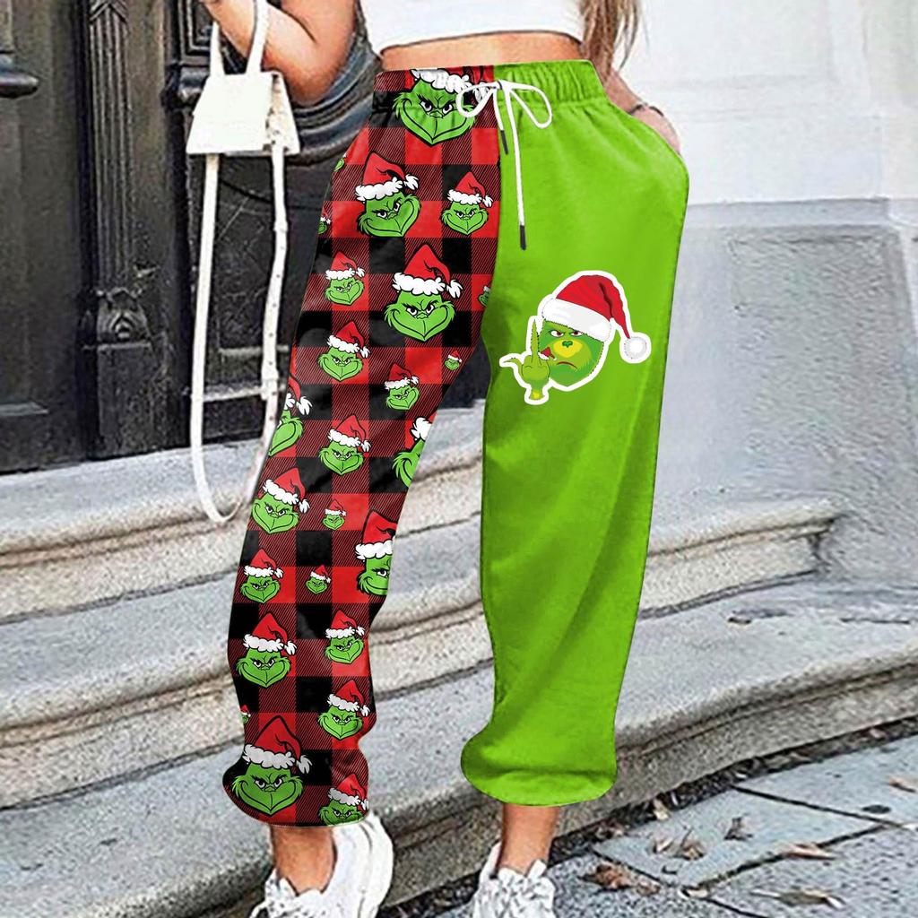 Women's Casual Fashion Christmas Printed Casual Sweatpants Elastic Waist Drawstring Pants