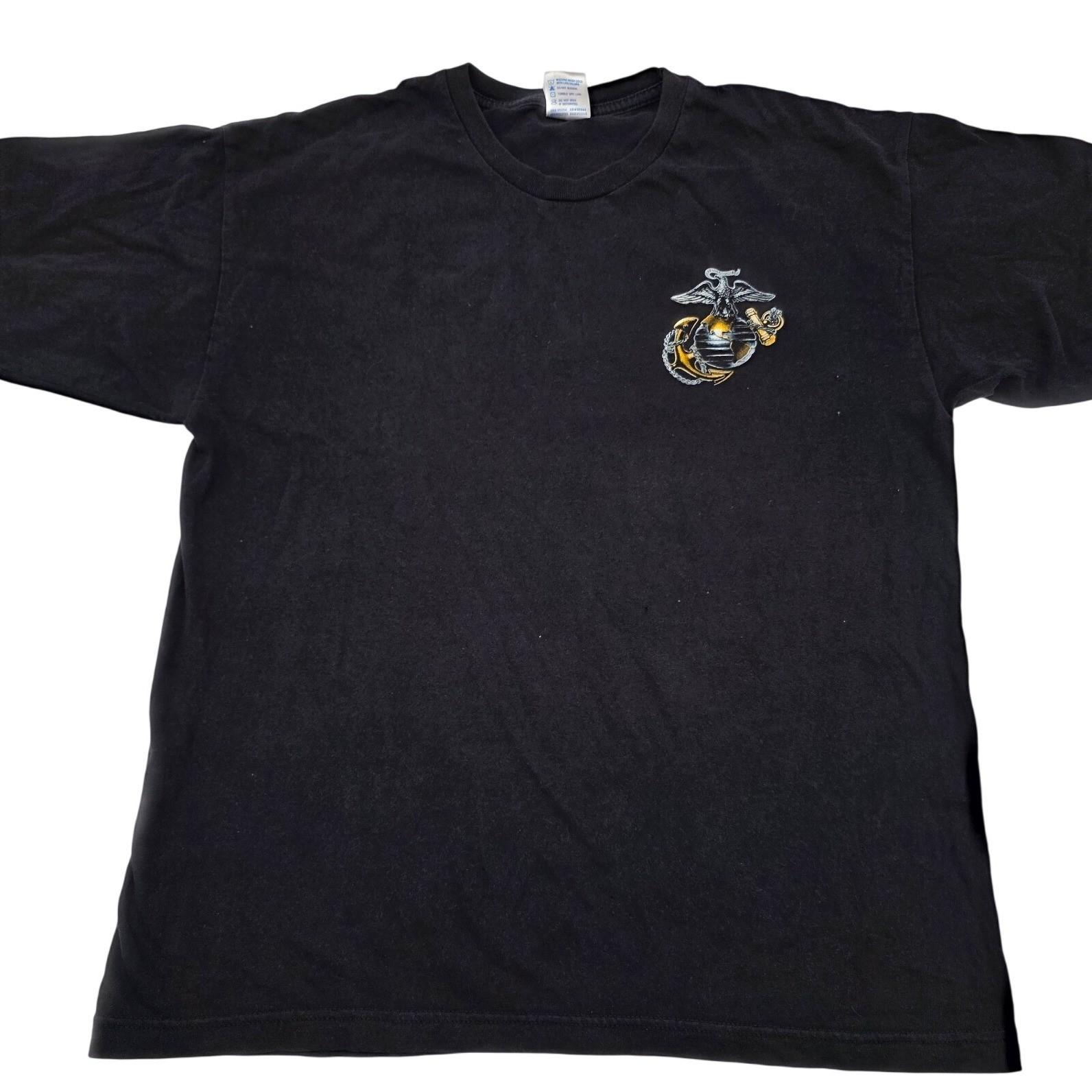 Bayside US Marine Corps T-Shirt Men Large Blck Defending Freedom Graphic Patriot Unisex T-Shirt XXL