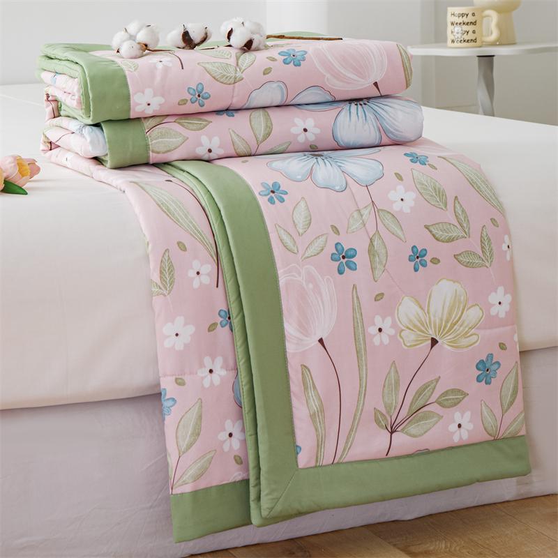 Plapumă elegantă de vară cu model floral, 100% bumbac, respirabilă, cu aer condiționat, pentru camping și călătorii, subțire