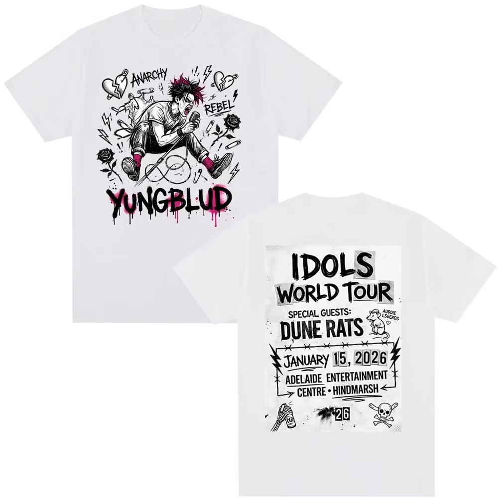 Singer Yungblud IDOLS World Tour 2026 Tshirts Fan Gifts Unisexs Women Clothing Fashion Short Sleeves Top Summer TShirt Unisex