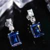 Royal Blue Zircon Oval Earrings Fashionable High-End Design Accessories for Banquets Personalized Simple Zircon