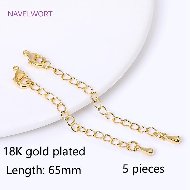 Brass 18K Gold Plated Lobster Clasp Split Rings Calotte Crimp Bead Tip Knot Cover DIY Jewelry Making Supplies Wholesale