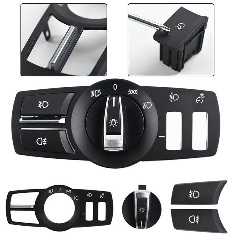 For BMW 5 7 Series F10 F11 F18 F01 F02 F04 5GT F07 X3 F25 X4 F26 2009-2018 4Pcs Headlight Control Switch Panel Cover
