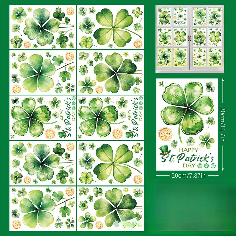 

Расписанная вручную наклейка-присоска на окно с четырехлистным клевером на удачу A