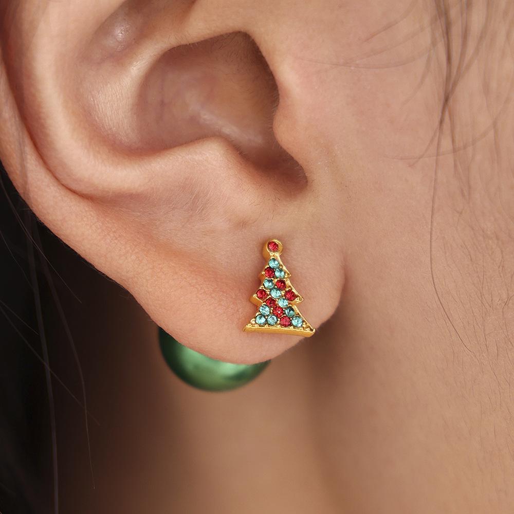 18K Gold-Plated Zircon Enamel Earrings Set