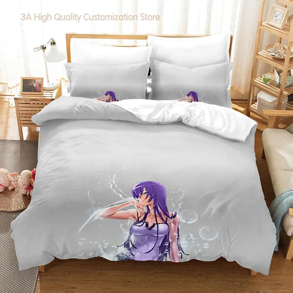 2023 Cexy Girl Highschool of the Dead Bedding Set Single Twin Full Queen King Size Bed Set Adult Boys Bedroom Duvetcover Sets