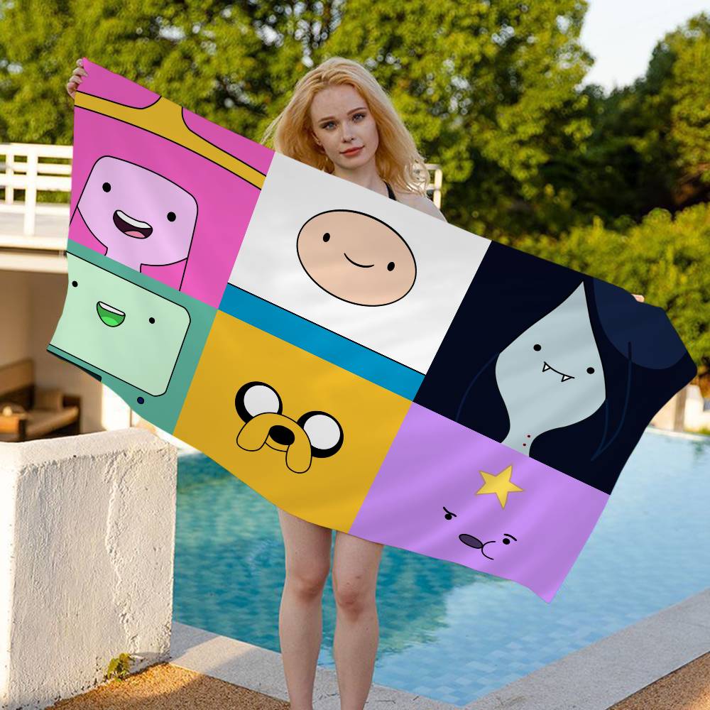 A-Adventure Time Microfiber Blanket Quick Drying Beach Towels Oversized Printing Super Absorbent Pool Towel Blanket