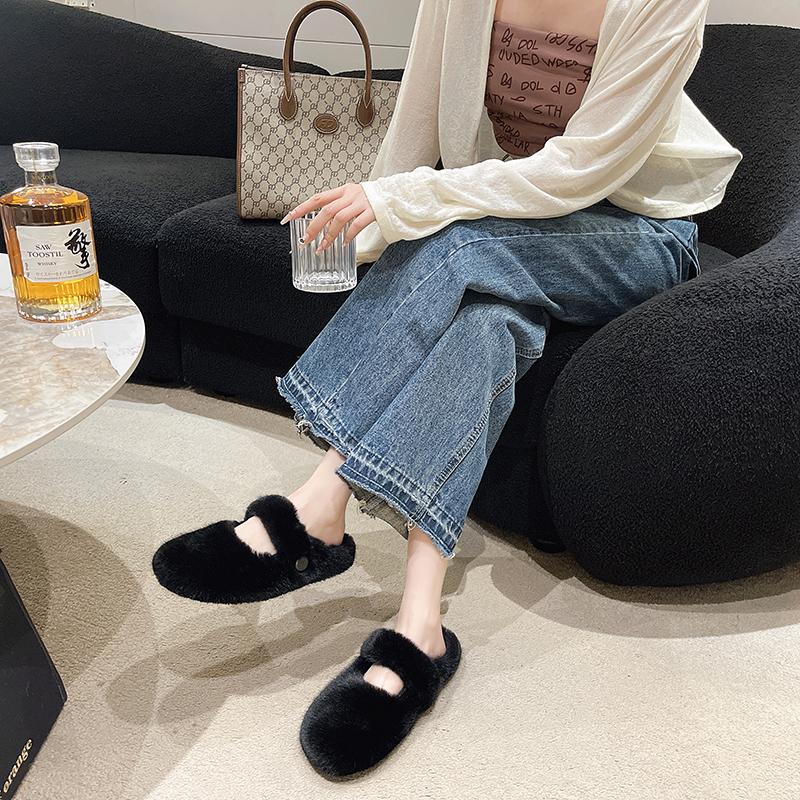 fashion Spring/Autumn Women's Slippers Round Toe Flat Shoes for Women Slip-on Closed Toe Shoes Outdoor Fshion Solid Color Platform Shoes