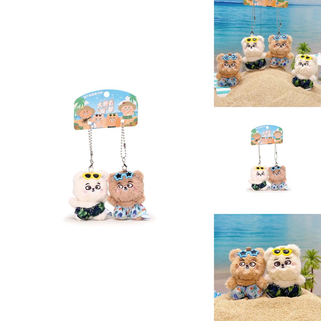 Bear Go Sea Plush Keychain Pair With Beach Pants Design For Students And Gift Giving