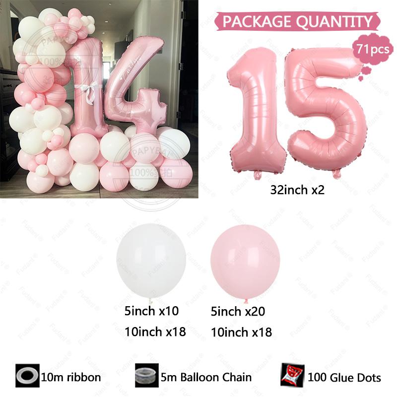 107pc/set Pink Cozy and Cute Style Digital Aluminum Film Balloon 1-9 Suitable for Birthday Party Anniversary Graduation Season
