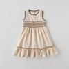 2026 Summer Korean-Style Ruched Sleeveless Girls' Dress