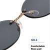 Popular Women Men Shades Oval Sun Glasses for Woman Man Summer Traveling UV400 Rimless Sunglasses Round Fashion
