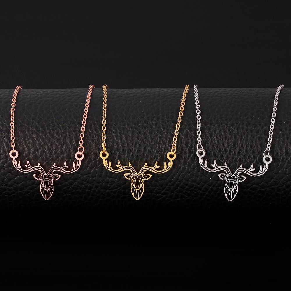 Vintage Little Antler Hollow Deer Head Elk Necklace Little Antlers Cute  Choker Necklace For Women Charms Pendant Jewelry