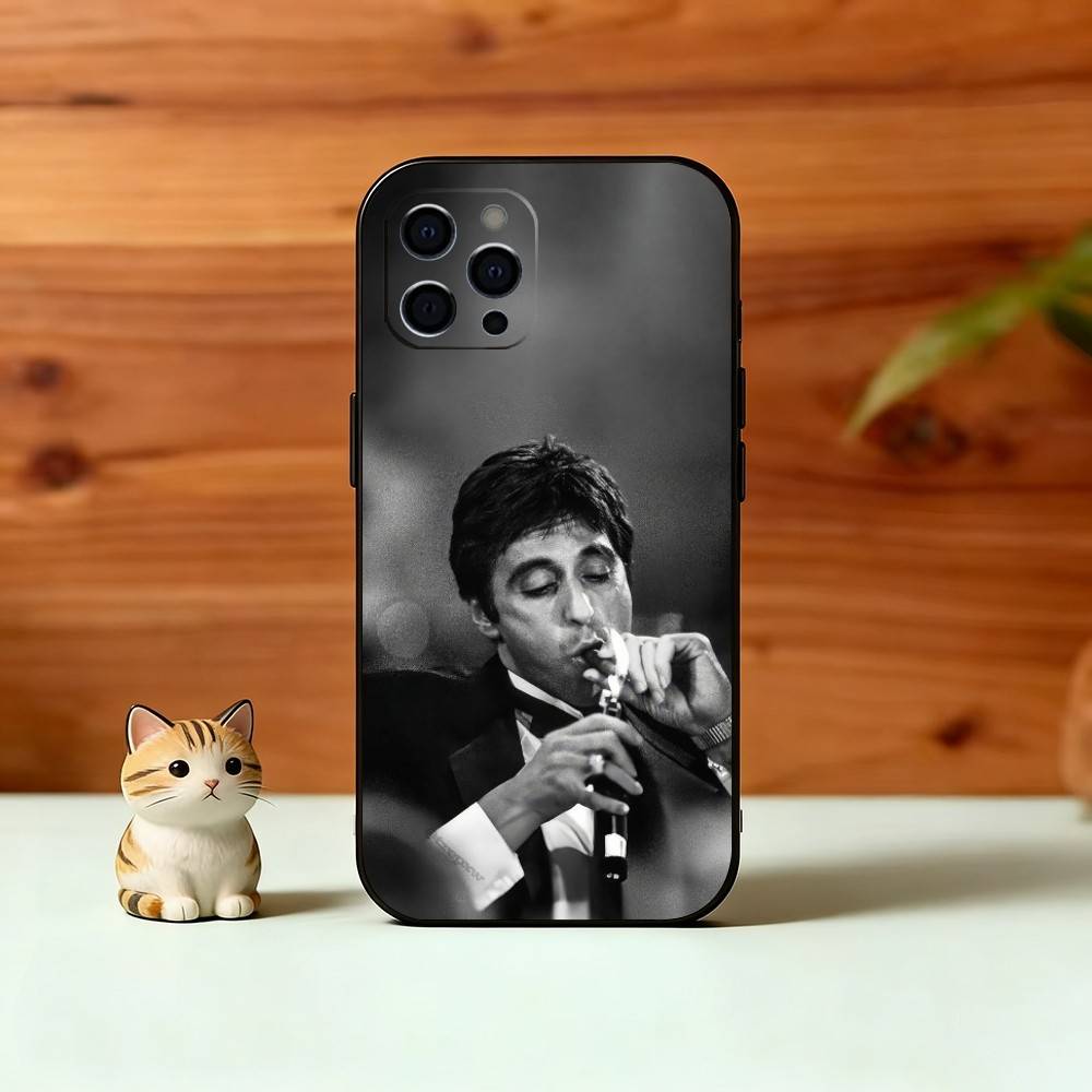 S-Scarface T-Tony Phone Case For iPhone 17,16,15,14,13,12,11 Plus,Pro Max,XS,Soft Silicone Black Cover