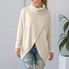 Top Pullover Casual da Donna a Collo Alto a Maniche Lunghe Lento con Orlo Spaccato Davanti, Top a Collo Alto per Autunno e Inverno