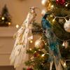 Aufsteckbare Weihnachts-Pfauen-Ornamente Glitzernde Feder Falsche Pfauenfigur Haus-Party-Dekoration