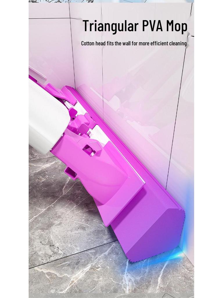 Triangular PVA Mop: Perfect for Corners, Strong Water & Dust Absorption, Ideal for Crevices and Dead Corners.