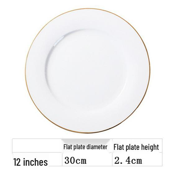 Nordic Gold Rim Steak Knife & Fork Plate Set - Western Dining & Breakfast Tableware