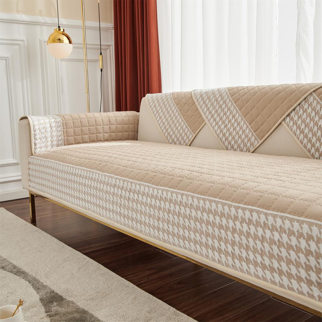 Houndstooth Lace Docor Quilting Sofa Coushion Cover Anti-Slip Sofa Slipcovers for Living Room Couch Seat Covers Pet Friendly