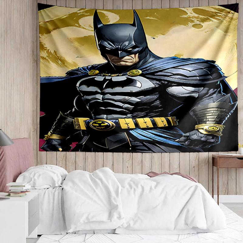 Batman Print Tapestry, Backdrop, Easy Setup, Ideal for Bedroom, Office & Living Room, with Aesthetic Wall Hanging Decor.