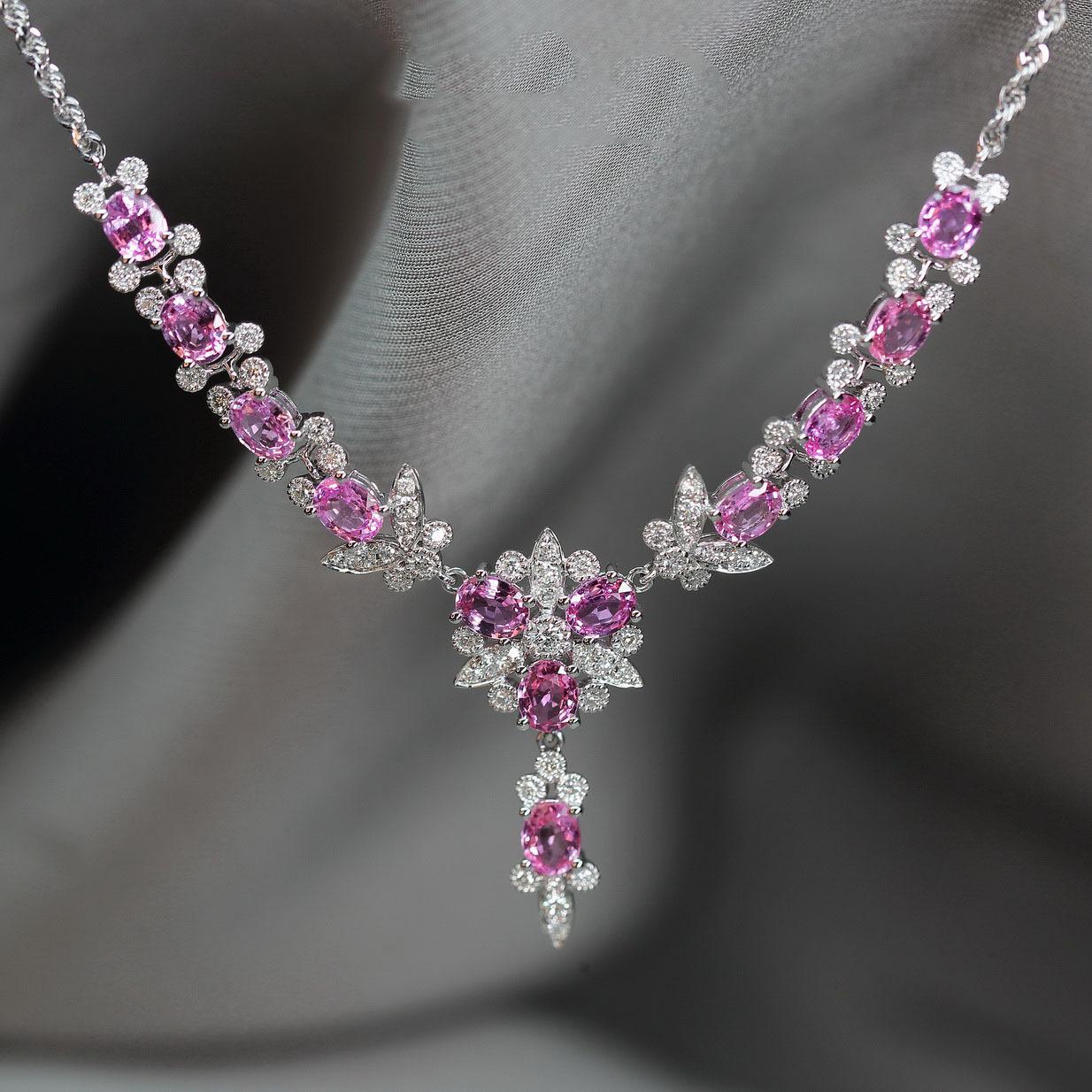 

Meet Beauty, Heavy Industry Light Luxury Super Fairy Butterfly Full Diamond Necklace, Micro-Inlaid Diamond Luxury Argyle Pink Diamond Set Chain