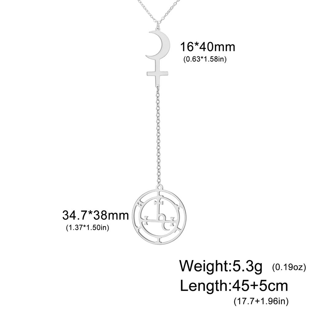  Mythical Goddess Sigil of Lilith Necklaces Stainless Steel Crescent Moon Cross Pendant Necklace Solomon Amulet Jewelry
