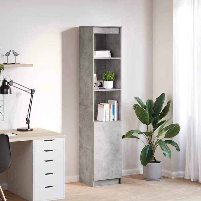 VidaXL Buffet haut gris béton 37,5x35x180 cm bois d'ingénierie, armoire, armoire latérale, armoire de rangement haute, 861673