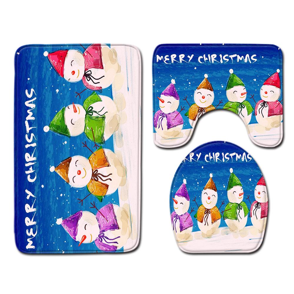 Christmas Bathroom Floor Mat Toilet Three-Piece Set