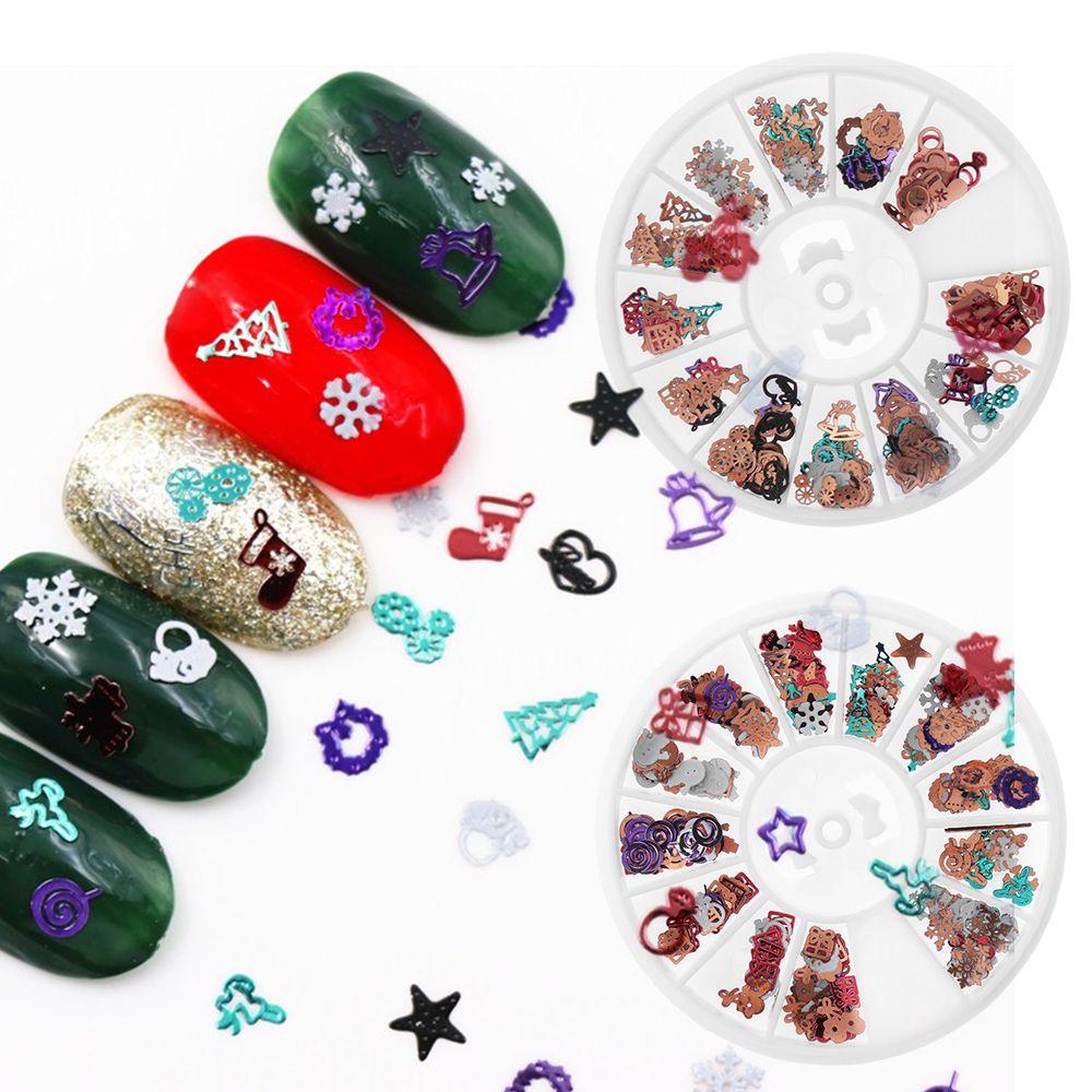 

Снежинка Колокольчик Лось Красочная Рождественская наклейка Рождественские наклейки для маникюра Хлопья для ногтей 3D украшение