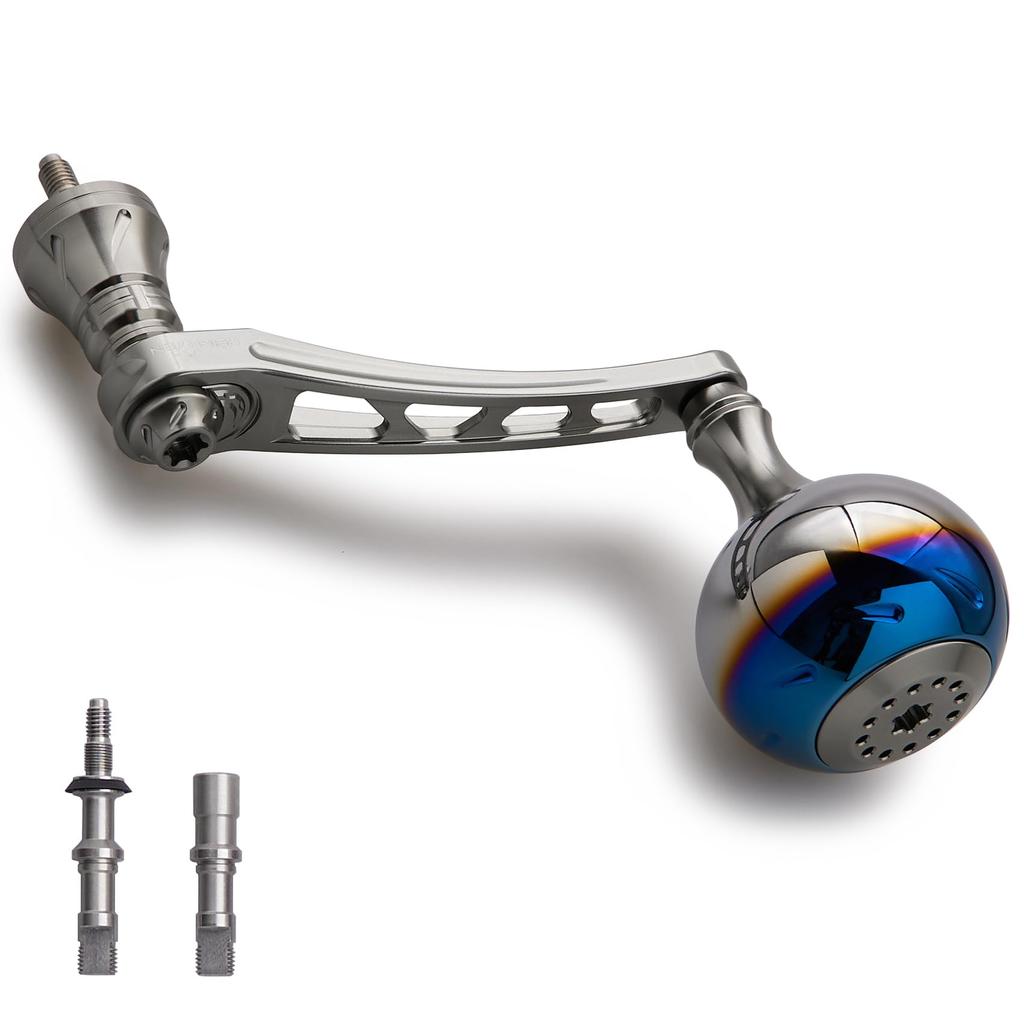 HEIGHTEN 65-70mm Adjustable Reel Handle with 38mm Knob for Shimano and Daiwa Aurora Series Spinning Reels (Gunmetal) (1143)