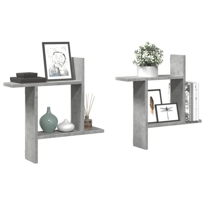 VidaXL Wall Shelves 2 Pcs Concrete Grey 50x12x50 Cm Engineered Wood 853257
