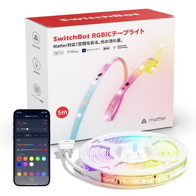 SwitchBot RGBIC LED Strip Light with Alexa and Matter Support - SwitchBot Ambient Lighting, RGB Light, 16 Million Colors, High Brightness, Warm