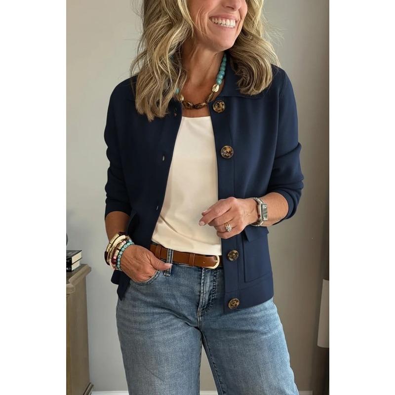 Women S Short Turn Down Collar Single Breasted Casual Fashion Outerwear