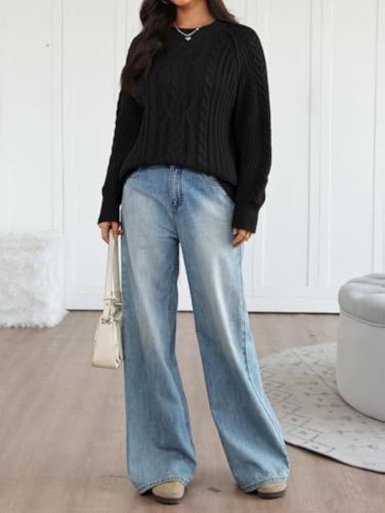 Maglione Casual a Treccia da Donna Europeo & Americano - Moda Comoda per Autunno & Inverno 2025