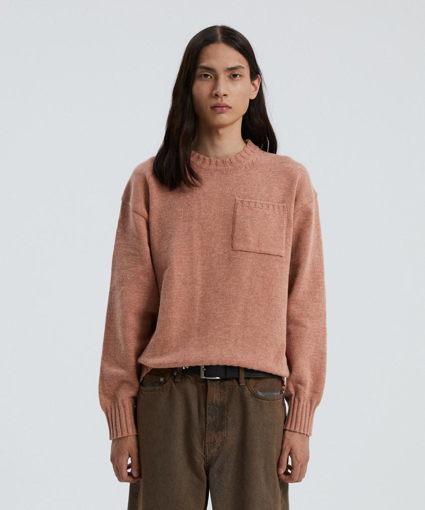 KNITTED Cashmere Wool Pocket Round Knit Dusty Pink