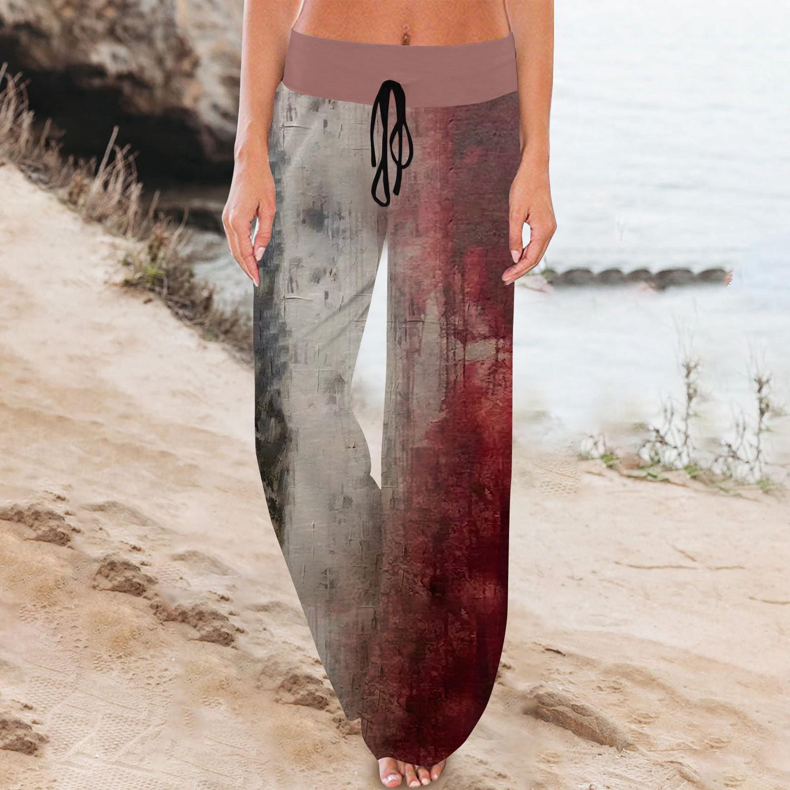 

Женские спортивные штаны, пижамные штаны, брюки с принтом на Хэллоуин, широкие штаны на шнурке XXXL бежевый