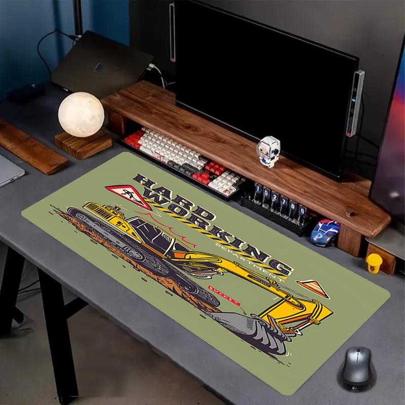 excavator Theme Mouse Pad, Non Slip Rubber Base, Multifunctional Office & Home Decor, Perfect for Workspace Personalization.
