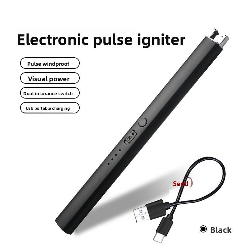 

Перезаряжаемая USB зажигалка Креативная кухонная горелка для свечей, Ветрозащитная зажигалка Уникальный кухонный гаджет чёрный