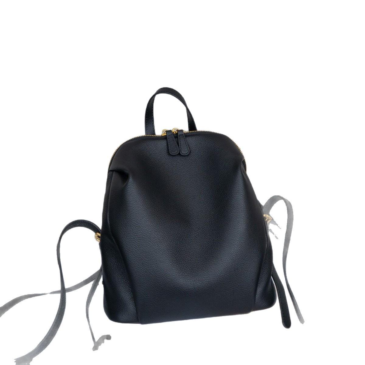 Leather Backpack Women s 2026 New Fashion Versatile Women s Backpack First Layer Cowhide Soft Leather Large Capacity Small Backpack чёрный